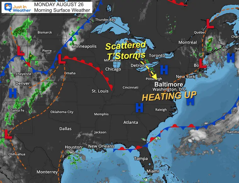 August 26 weather Monday morning