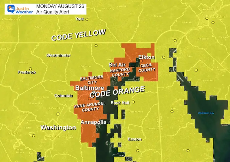 August 26 weather air quality alertMonday