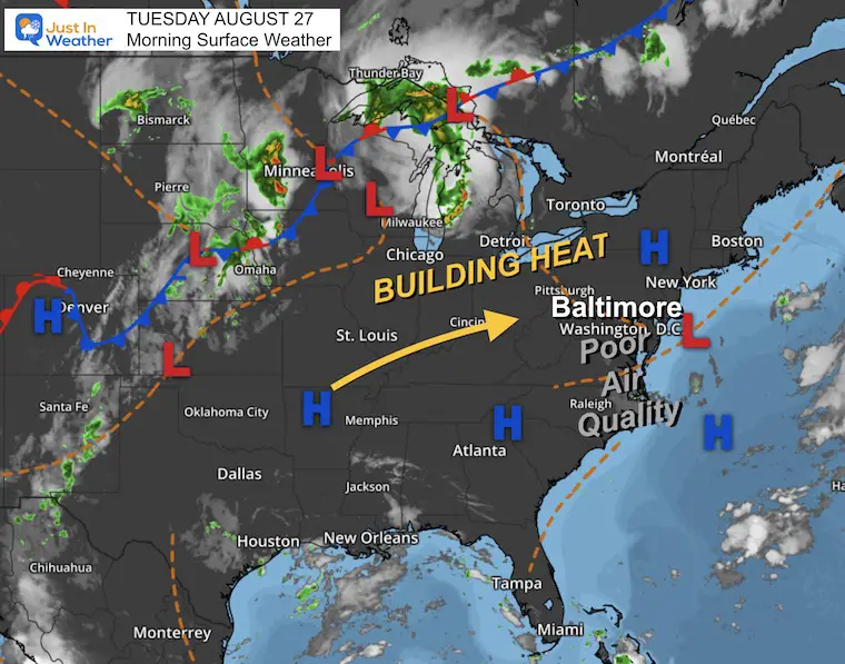 August 27 weather Tuesday morning