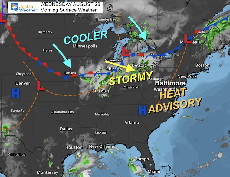 August 28 weather Wednesday morning 