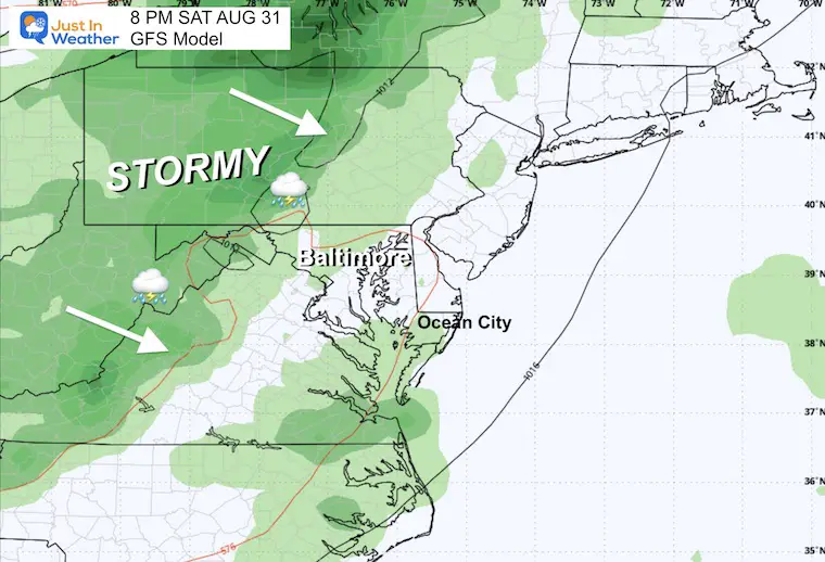 August 28 weather forecast storm Saturday night