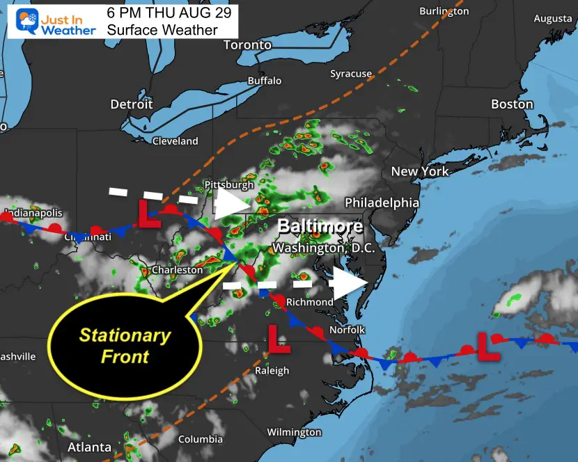 August 29 weather storm map Thunderstorm evening