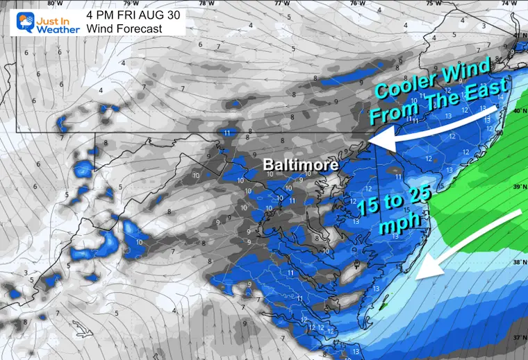 August 29 weather wind Friday afternoon