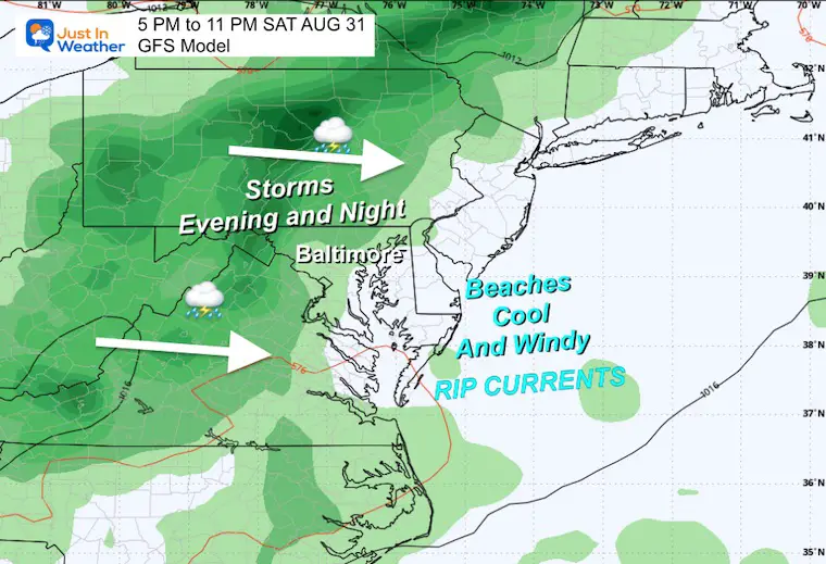 August 29 weather Labor Day Saturday