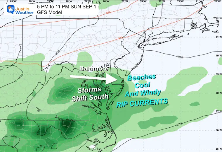 August 29 weather Labor Day Sunday