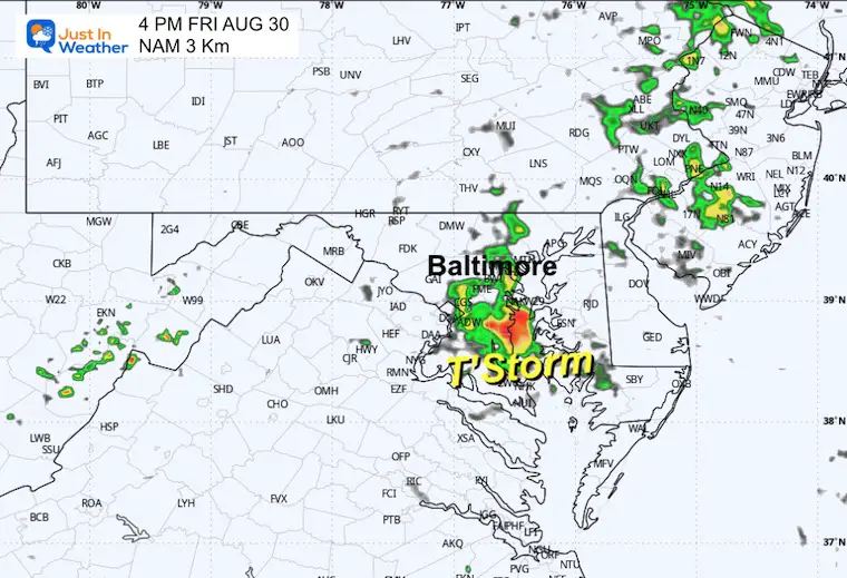 August 29 weather rain radar Friday afternoon