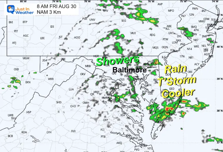 August 29 weather rain radar Friday morning