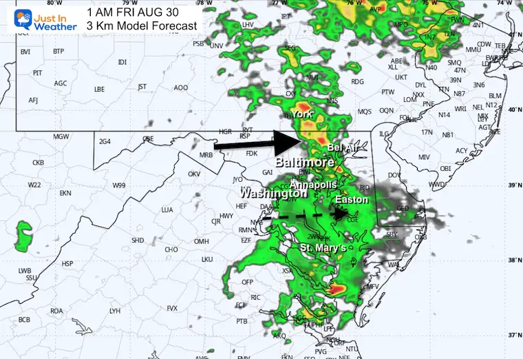 August 29 weather storm radar forecast NAM Friday 1 AM