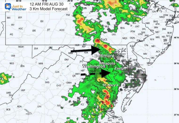 August 29 weather storm radar forecast NAM midnight