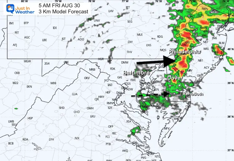 August 29 weather storm radar forecast NAM Friday 5 AM