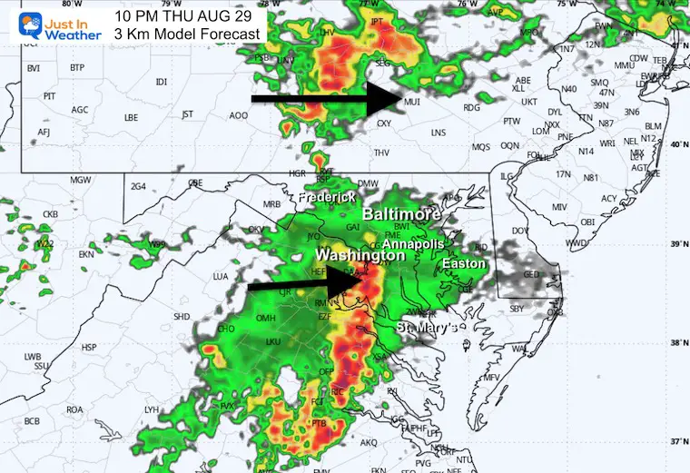 August 29 weather storm radar forecast NAM 10 PM