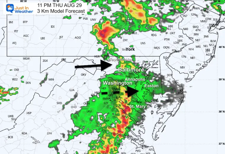 August 29 weather storm radar forecast NAM 11 PM