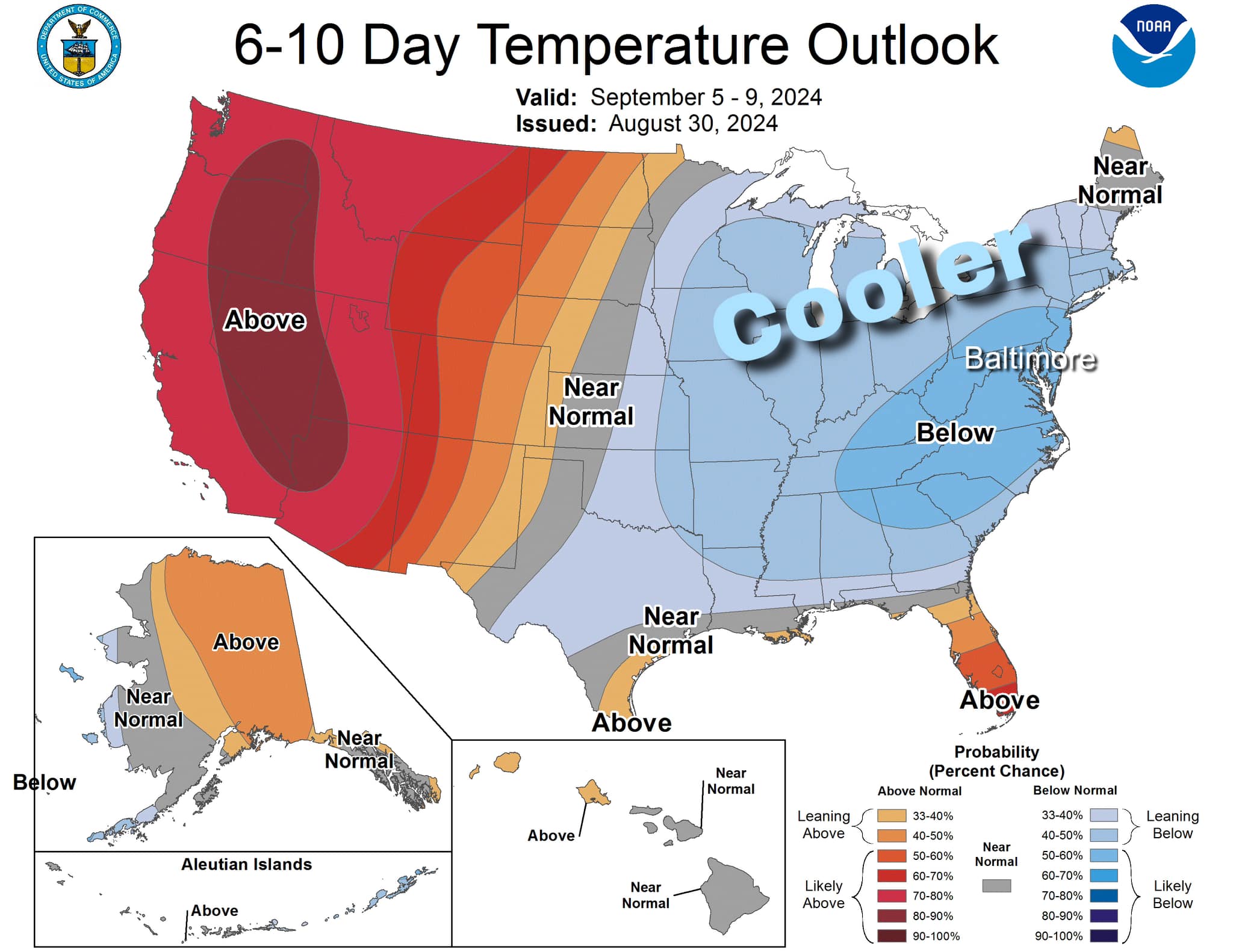 August 31 weather NOAA Temperature outlook