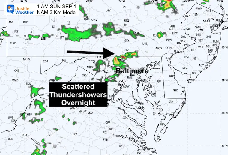 August 31 weather forecast radar Sunday 1 AM