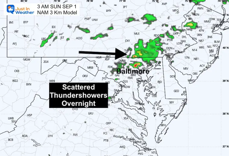 August 31 weather forecast radar Sunday 3 AM