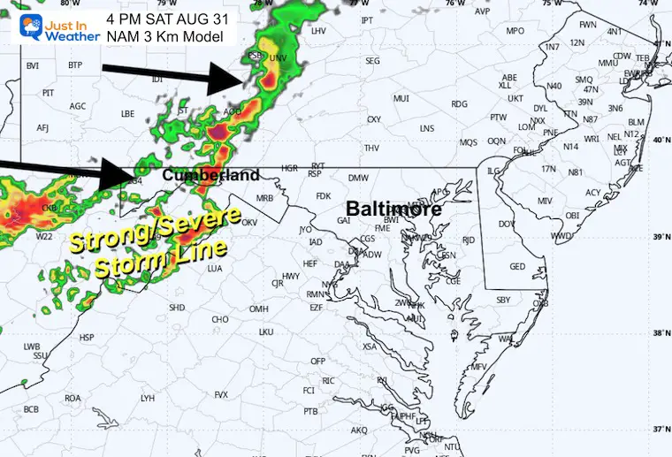 August 31 weather forecast radar Saturday afternoon