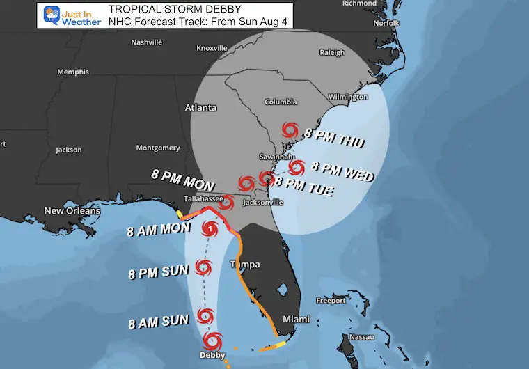 August 4 weather Debby forecast National Hurricane Center