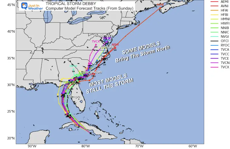 August 4 weather Debby forecast Computer Models