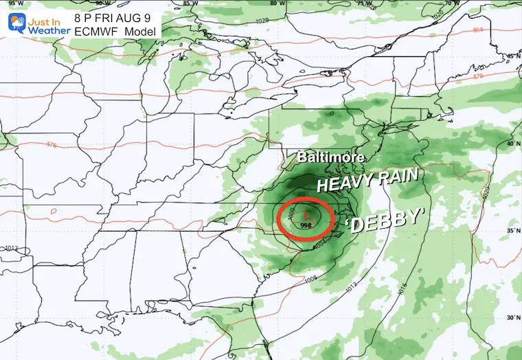 August 5 Hurricane Debby Forecast ECMWF Friday