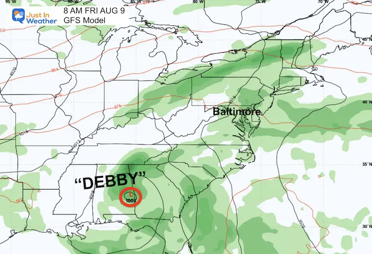 August 4 weather Debby Landfall Friday