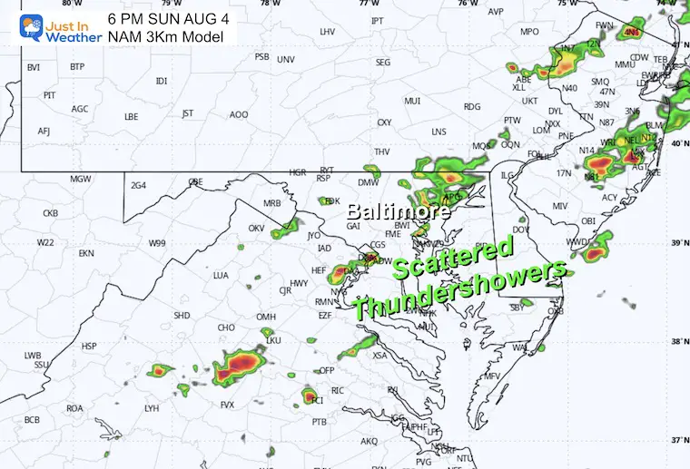 August 4 weather forecast storm radar Sunday afternoon