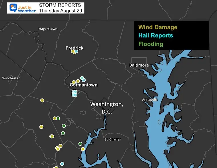 August 30 weather storm reports Thursday