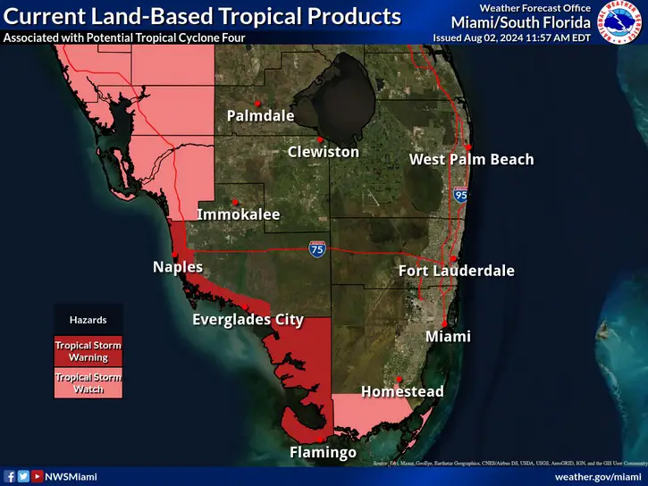 August 2 Tropical Storm Watch Warning Florida