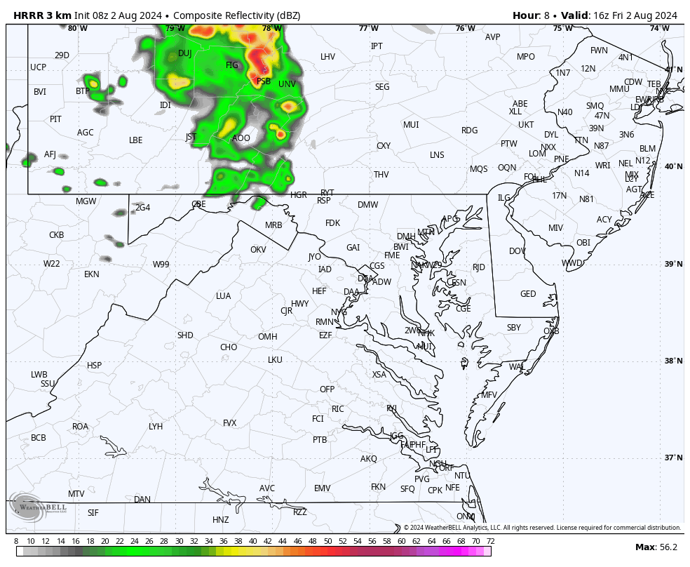 August 2 weather storm radar forecast Friday