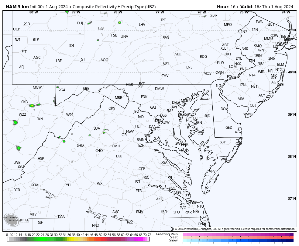 August 1 weather storm radar Forecast Thursday