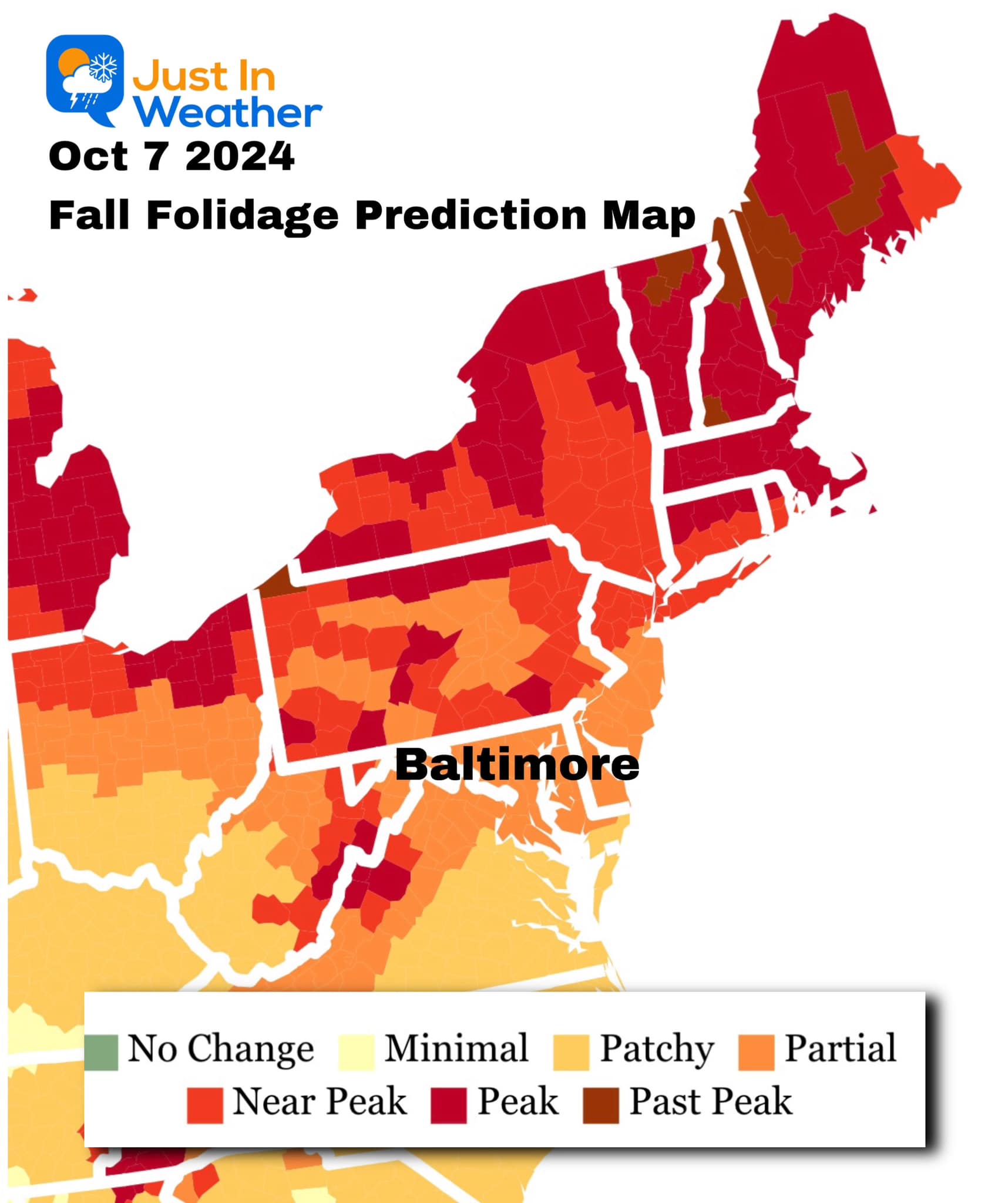 Fall Foliage Prediction Map October 7