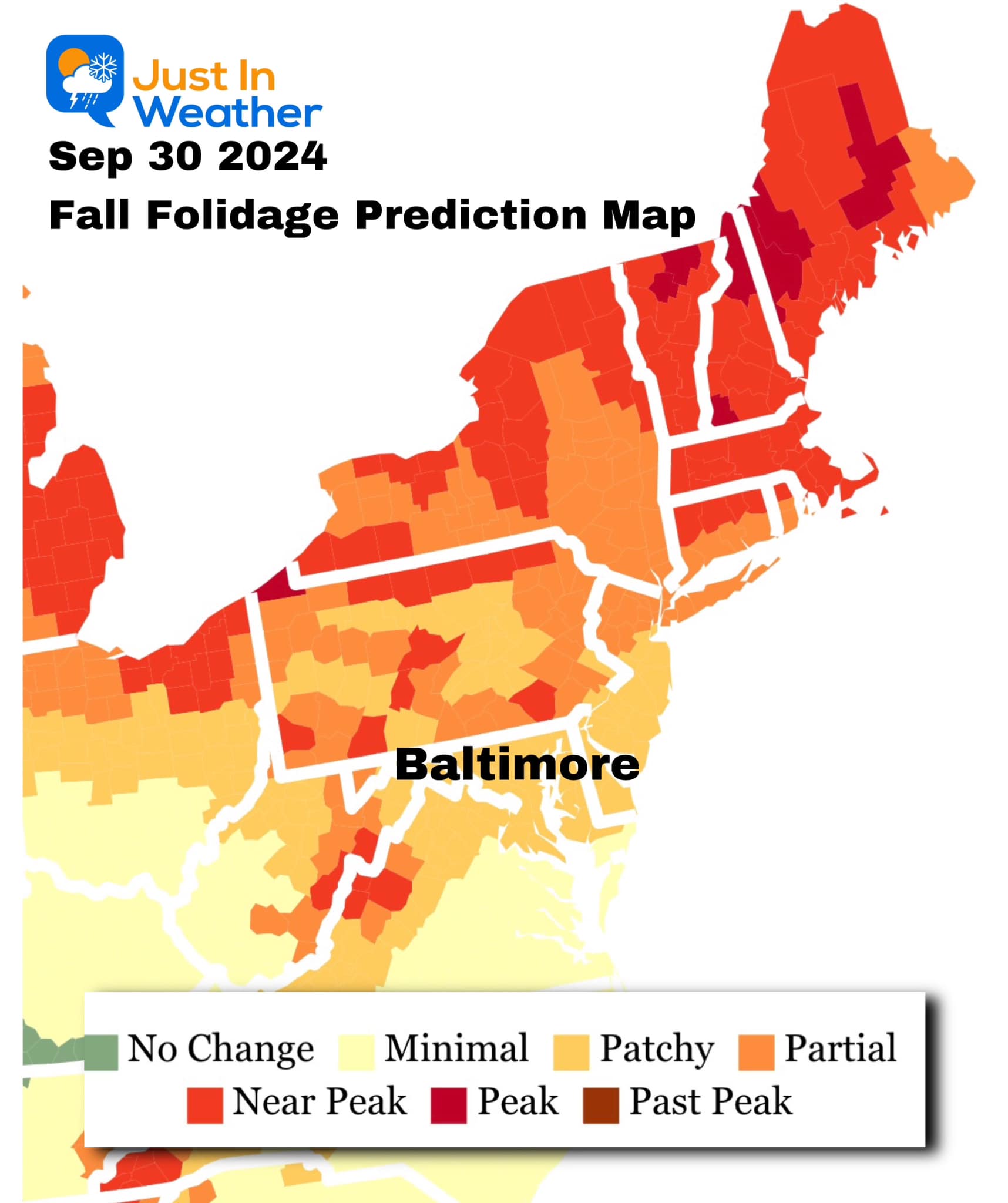 Fall Foliage Prediction Map September 30