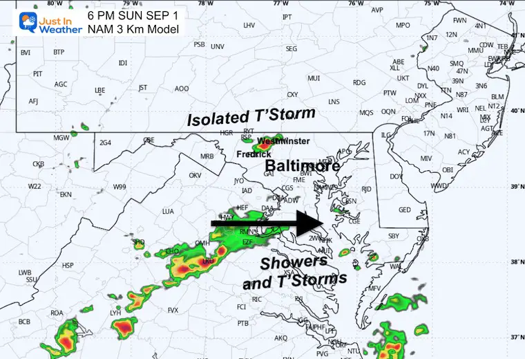 September 1 weather rain storm radar Forecast Sunday evening