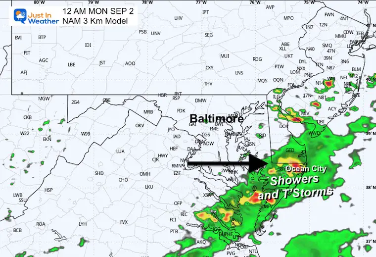 September 1 weather rain storm radar Forecast Sunday midnight