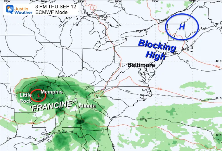 September 10 weather forecast Francine Thursday