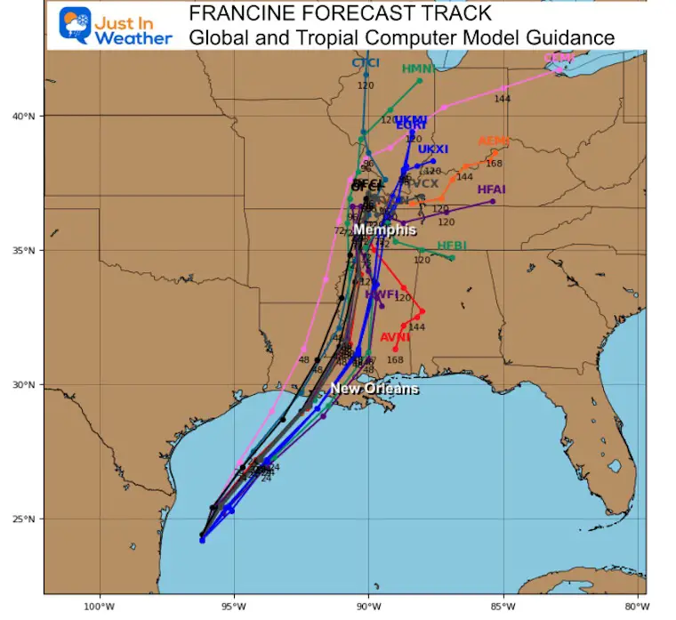 Tuesday September 10 Francine Computer Forecast Track