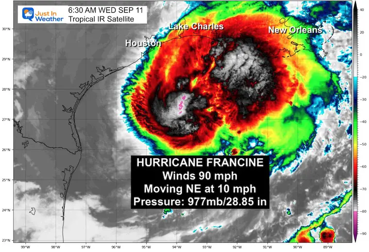 September 11 weather Hurricane Francine Satellite Wednesday morning