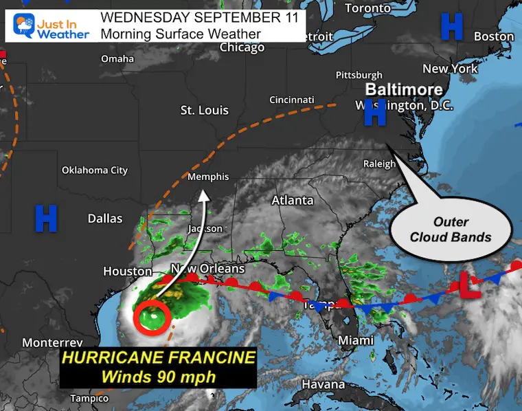 September 11 weather and hurricane Francine