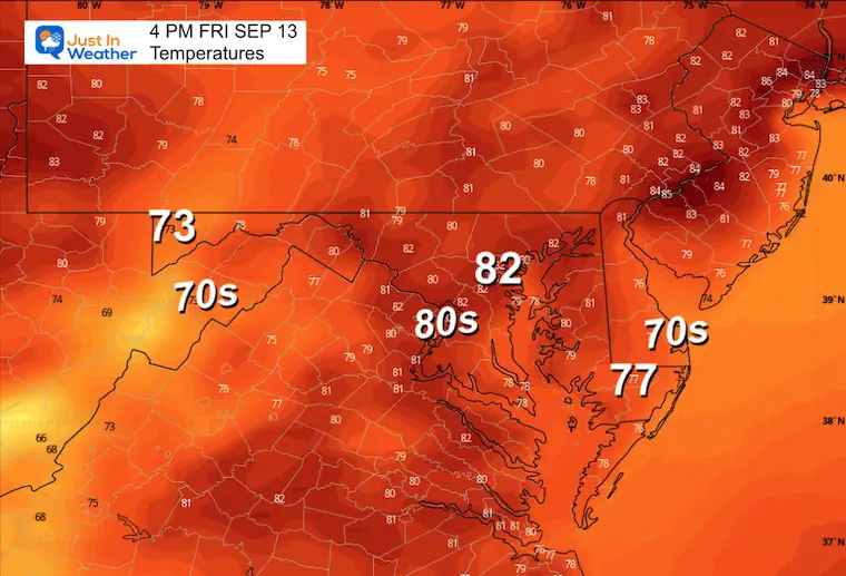 September 12 weather temperatures Friday afternoon