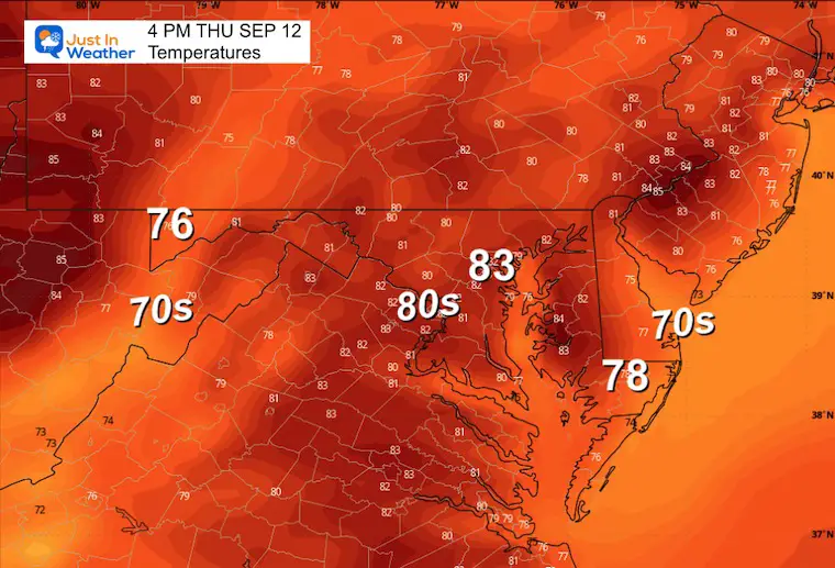 September 12 weather temperatures Thursday afternoon