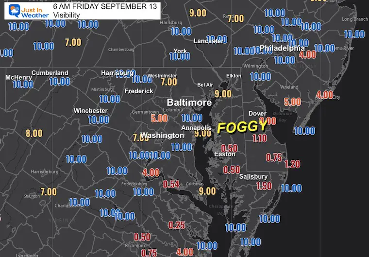 September 13 weather visibility Friday Morning