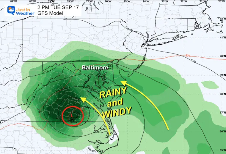 September 14 weather forecast storm rain Tuesday