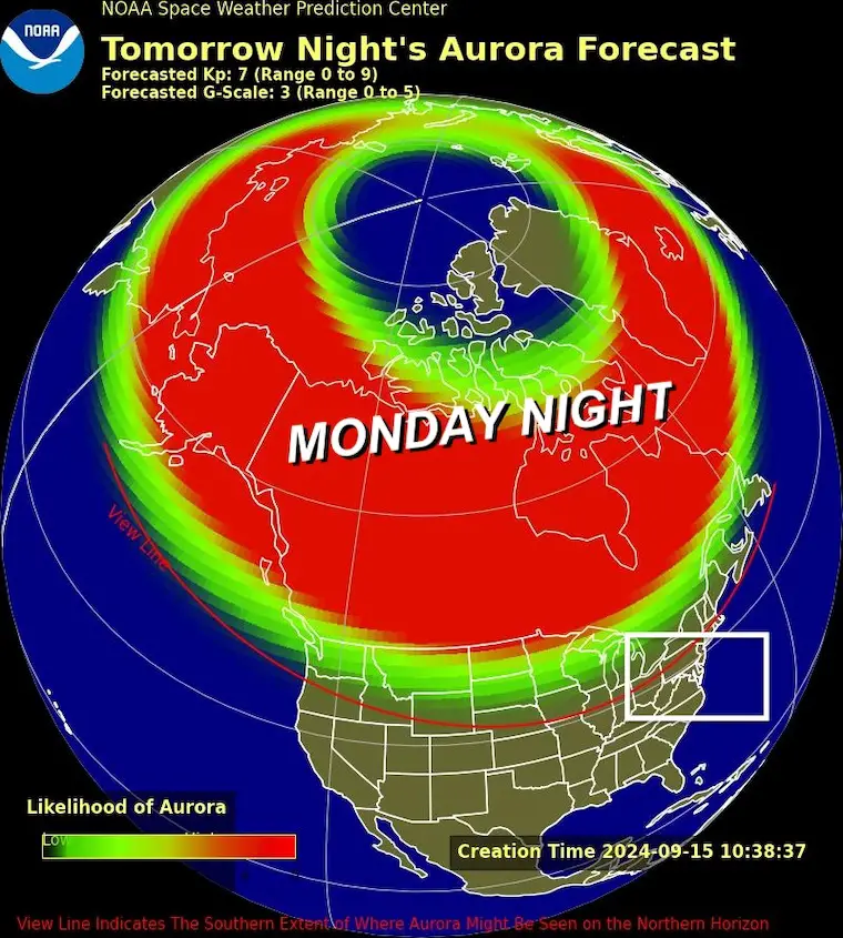 September 15 Aurora forecast Monday