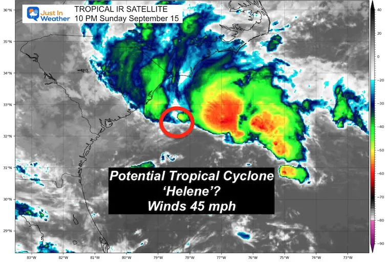 September 15 tropical storm satellite Helene Sunday night