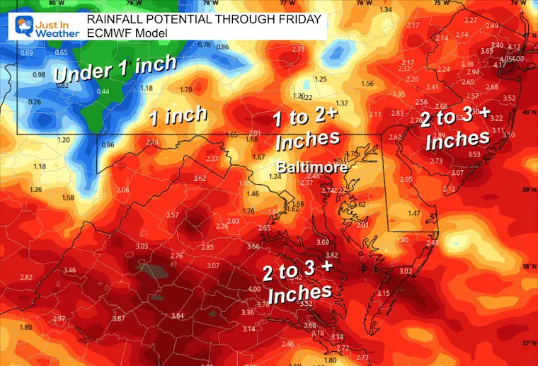 September 15 weather rain forecast ECMWF Model