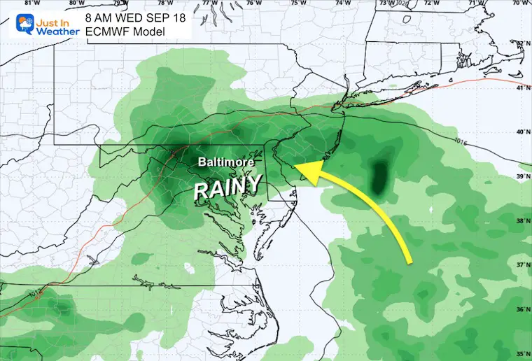 September 15 weather tropical storm forecast Wednesday Mid Atlantic