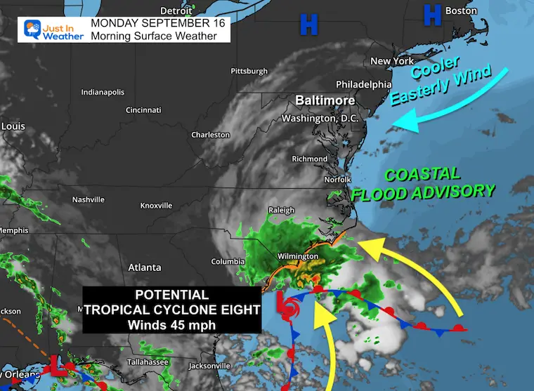 September 16 weather Monday morning Tropical