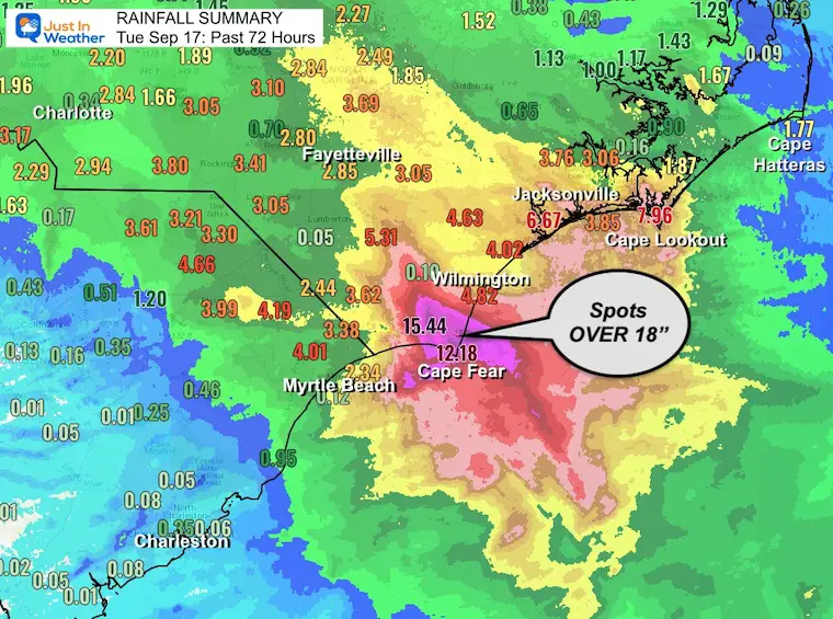 September 17 rainfall total North Carolina