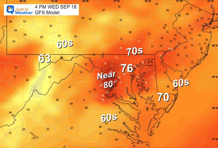 September 17 weather temperatures Wednesday afternoon