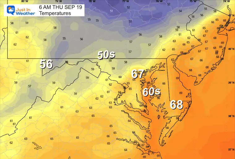 Weather forecast September 18 temperatures Thursday morning