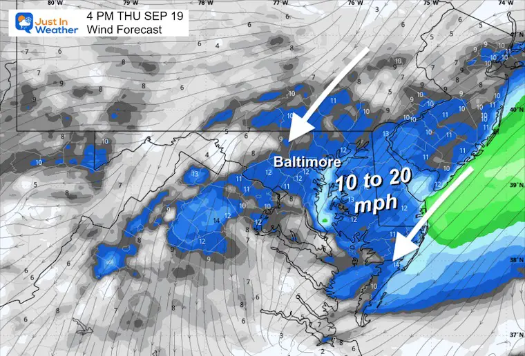 September 18 weather forecast wind Wednesday afternoon